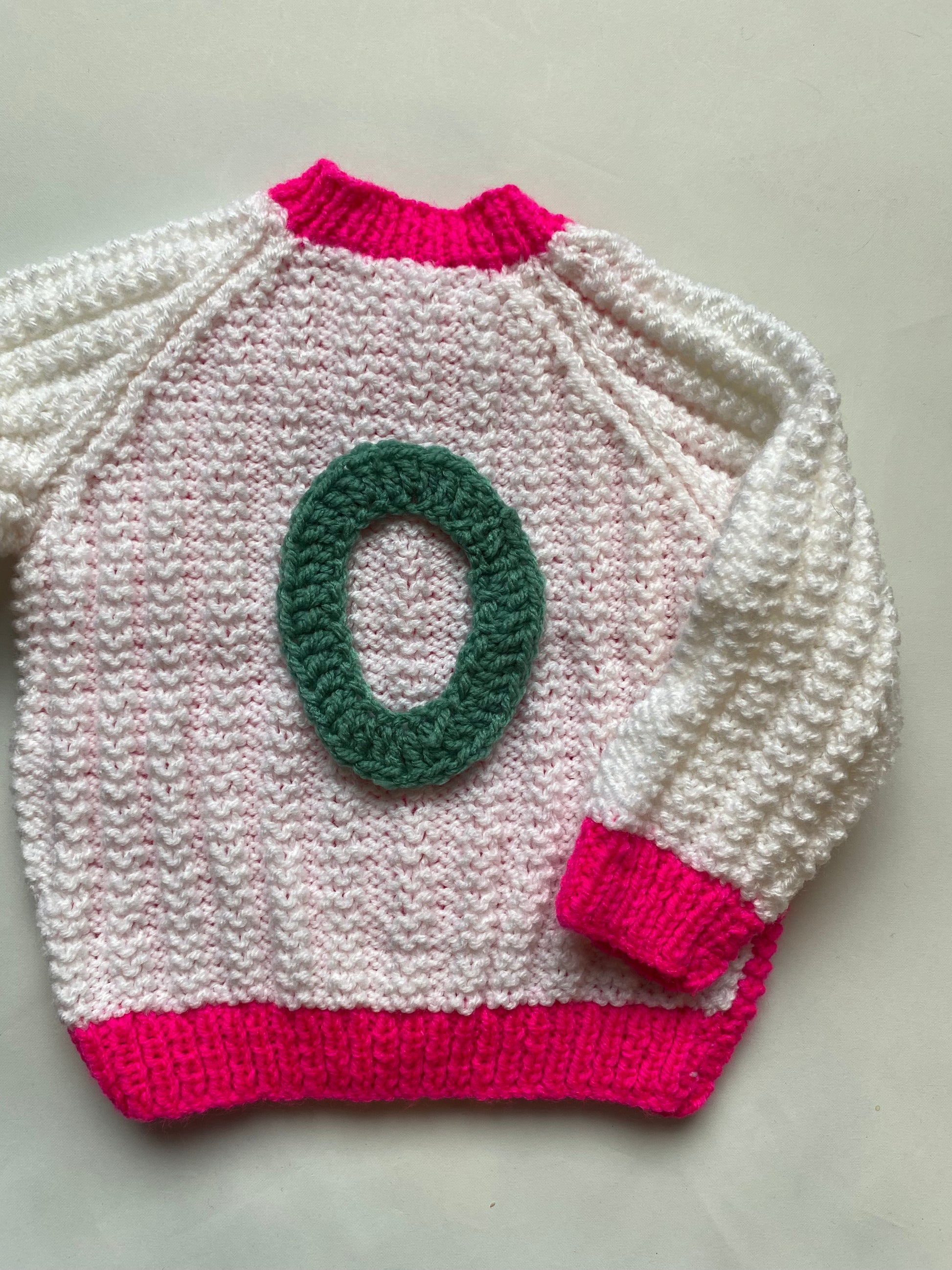 Neon Pink and white colourblock Cardigan (6-12 months) – Knot to Knot