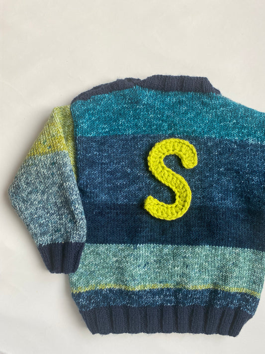 Tonal blues and greens colourblock Jumper (2-3 years)