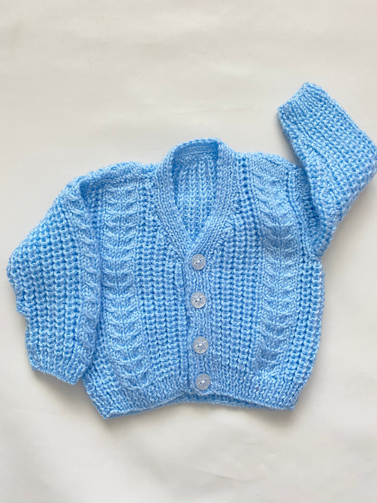 Soft Blue Cable Stitch Cardigan (0-3 months)