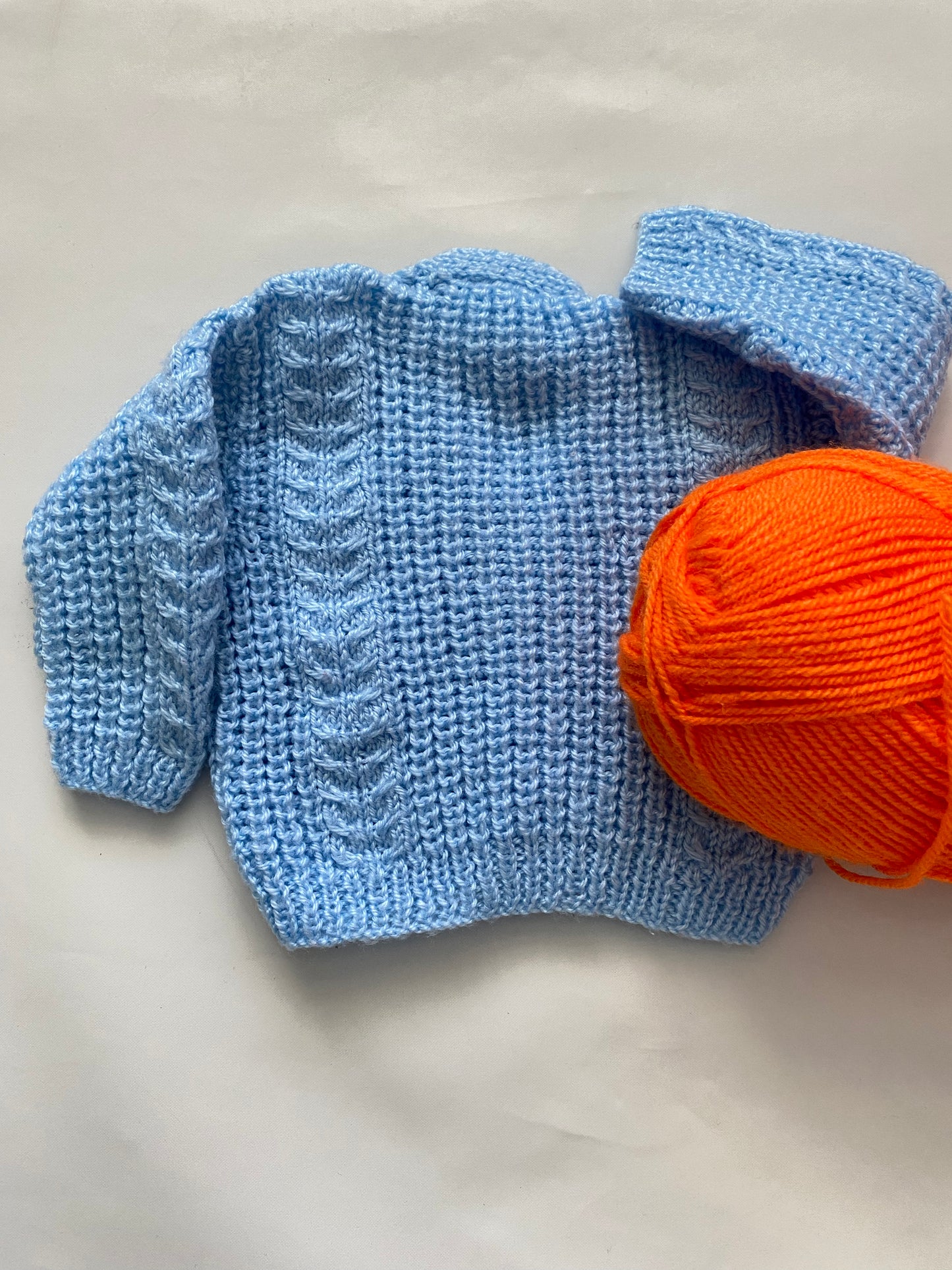 Soft Blue Cable Stitch Cardigan (0-3 months)