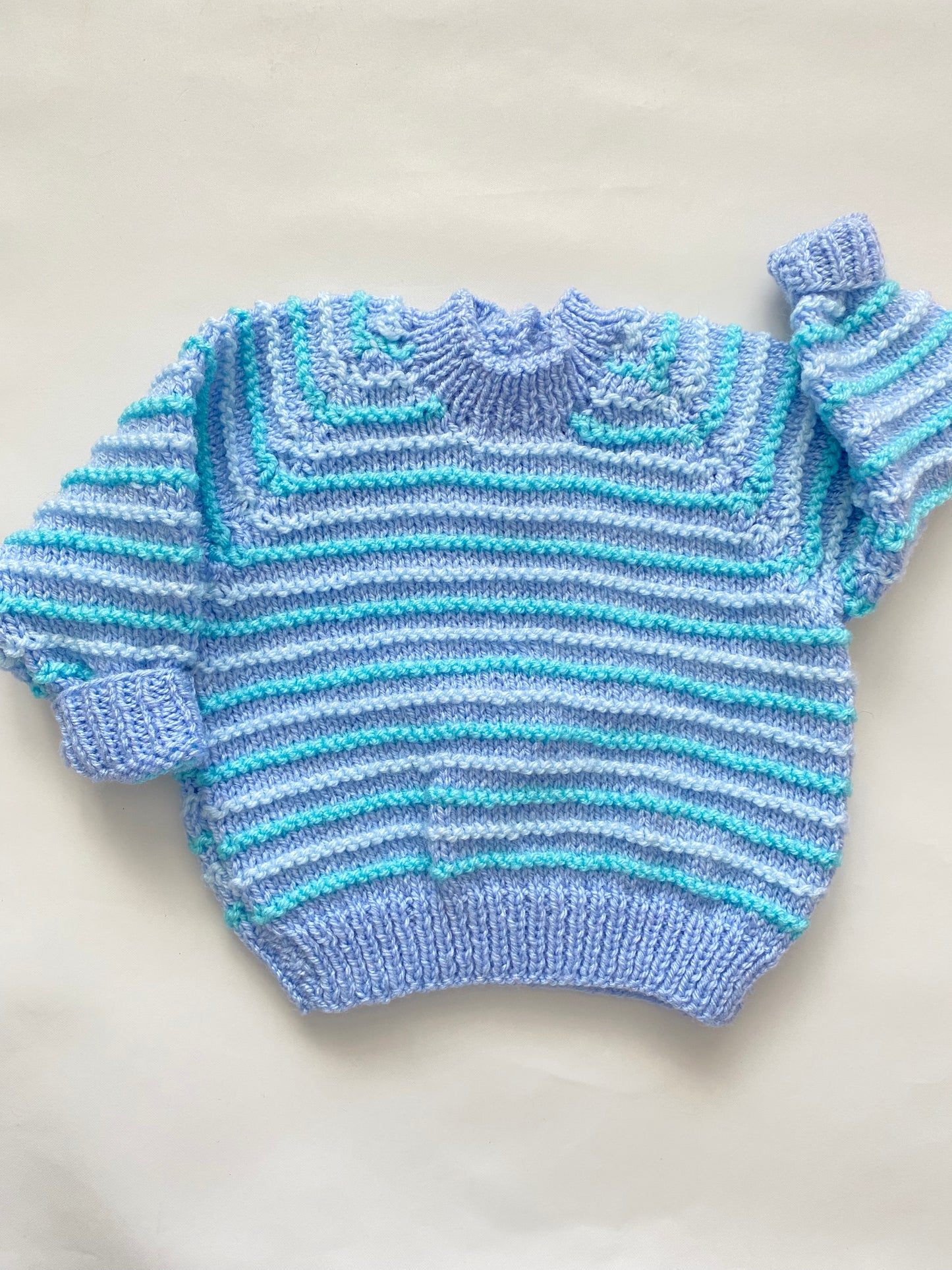 Pale Blue Textured Stitch Stripe Jumper (0-3 months)