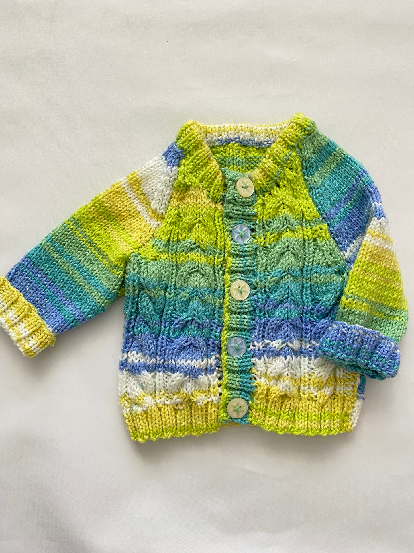 Spacedyed Stripe Cable Cardigan (0-3 months)