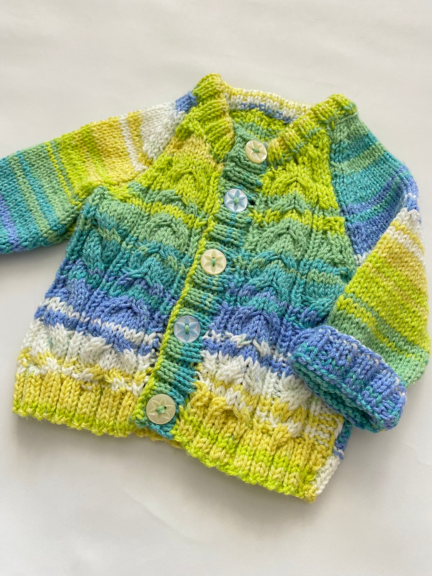 Spacedyed Stripe Cable Cardigan (0-3 months)