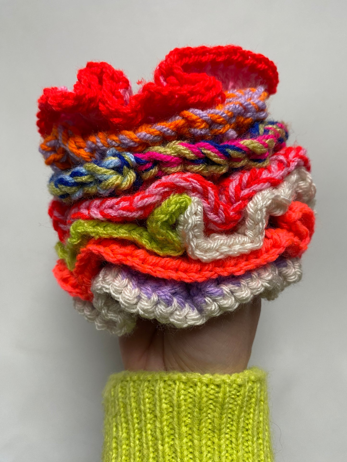 Oversized crochet scrap yarn Scrunchies