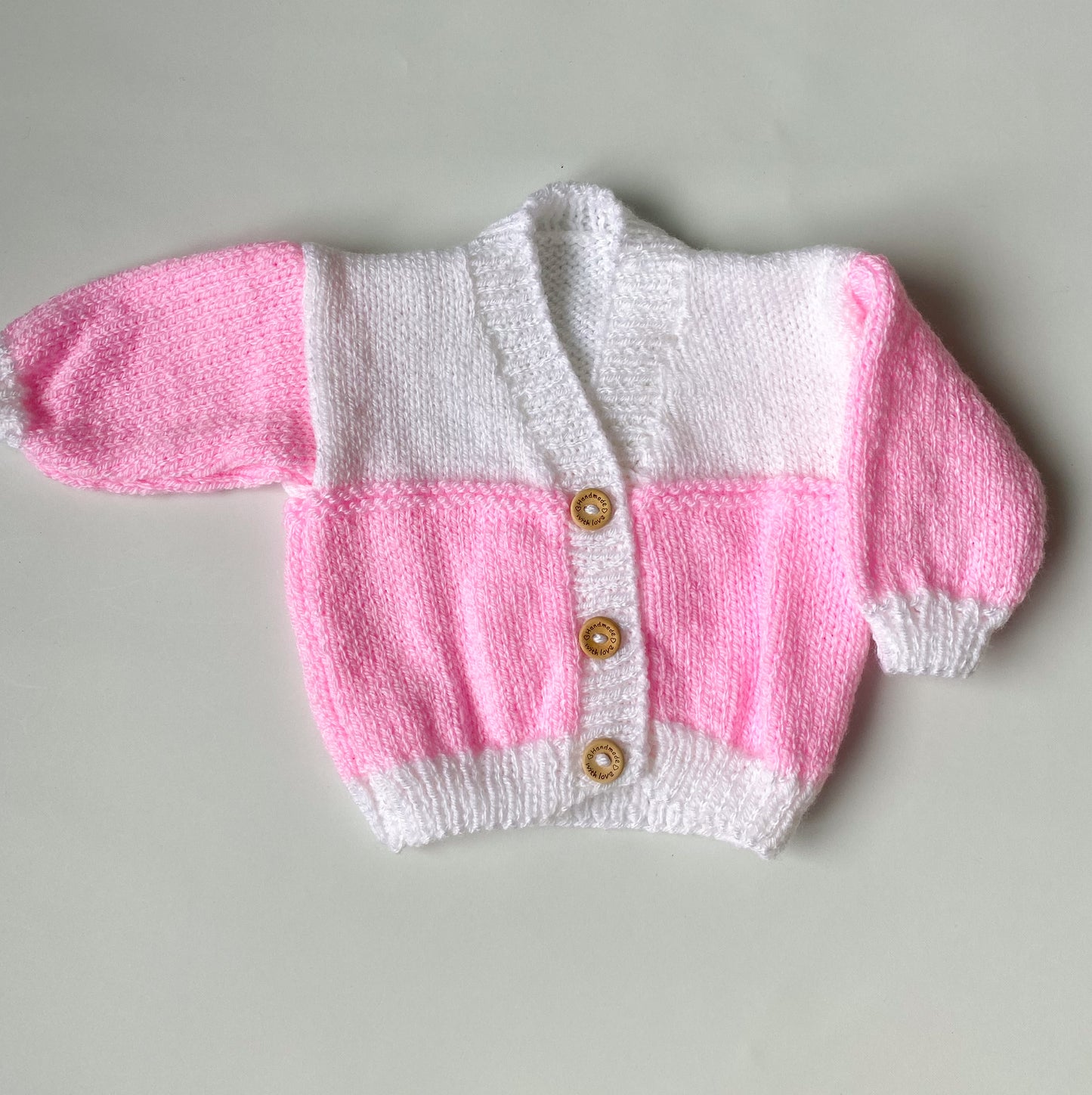 Soft pink and white colourblock Cardigan (0-3 months)