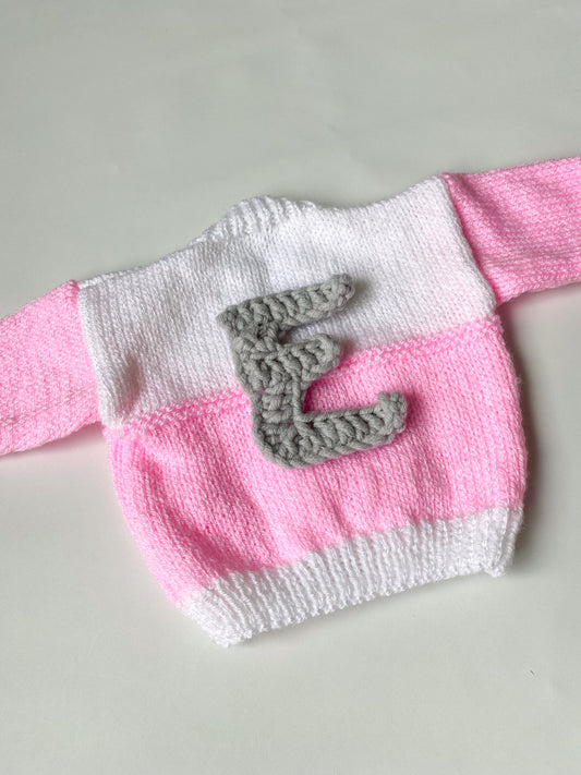 Soft pink and white colourblock Cardigan (0-3 months)