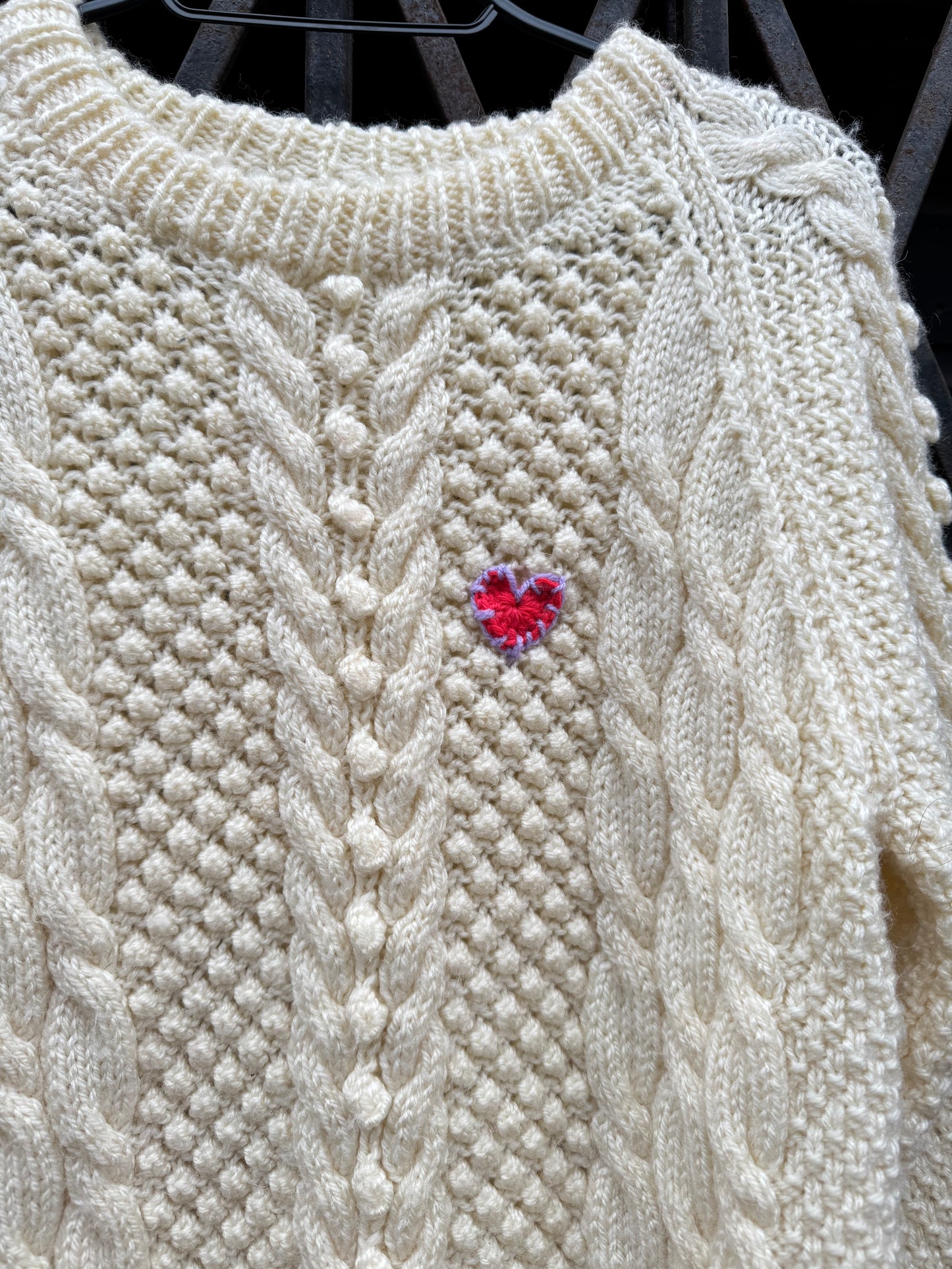 Women's cream bobble cable knit jumper