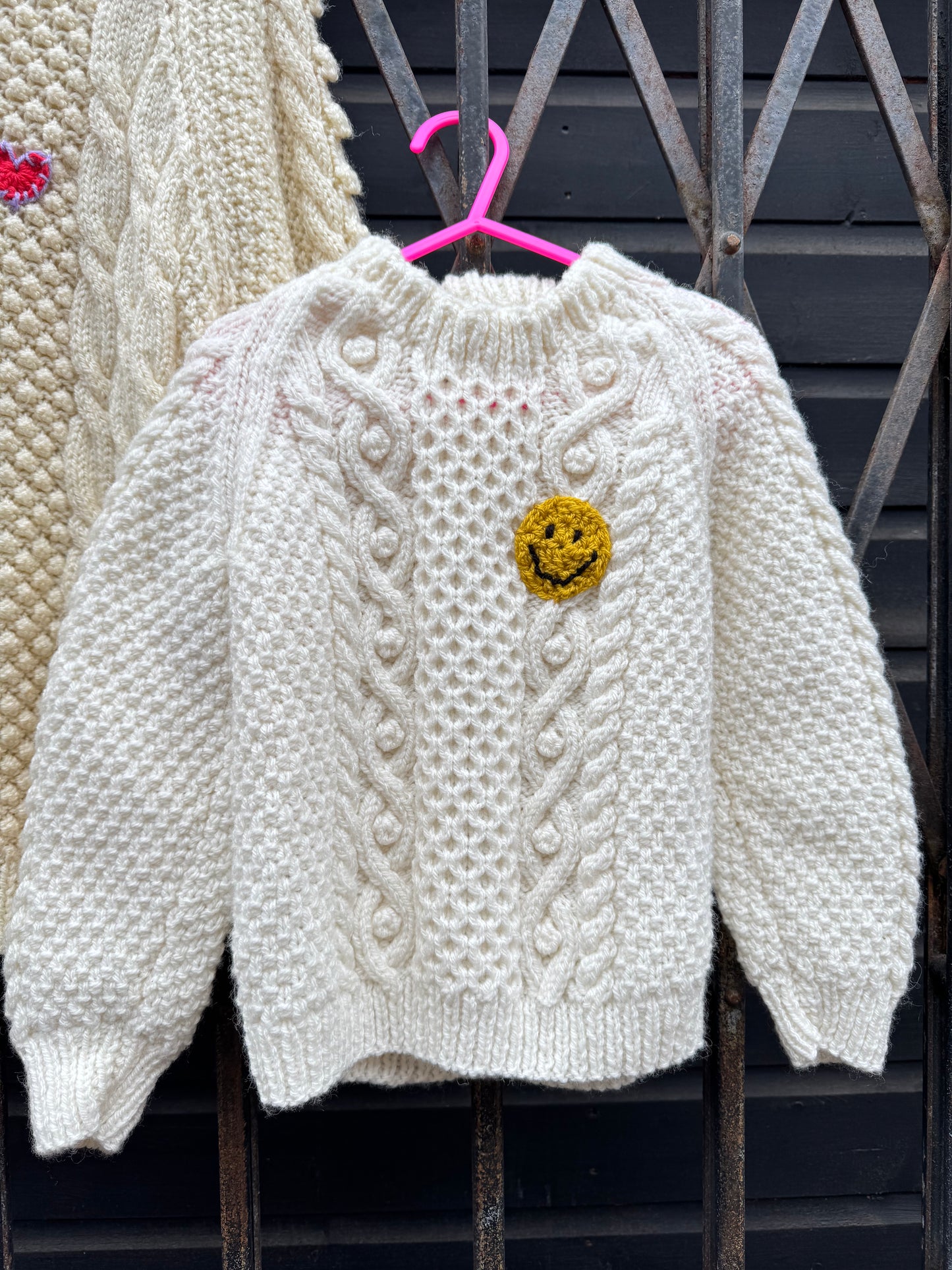 Cream bobble cable knit jumper 3-4y