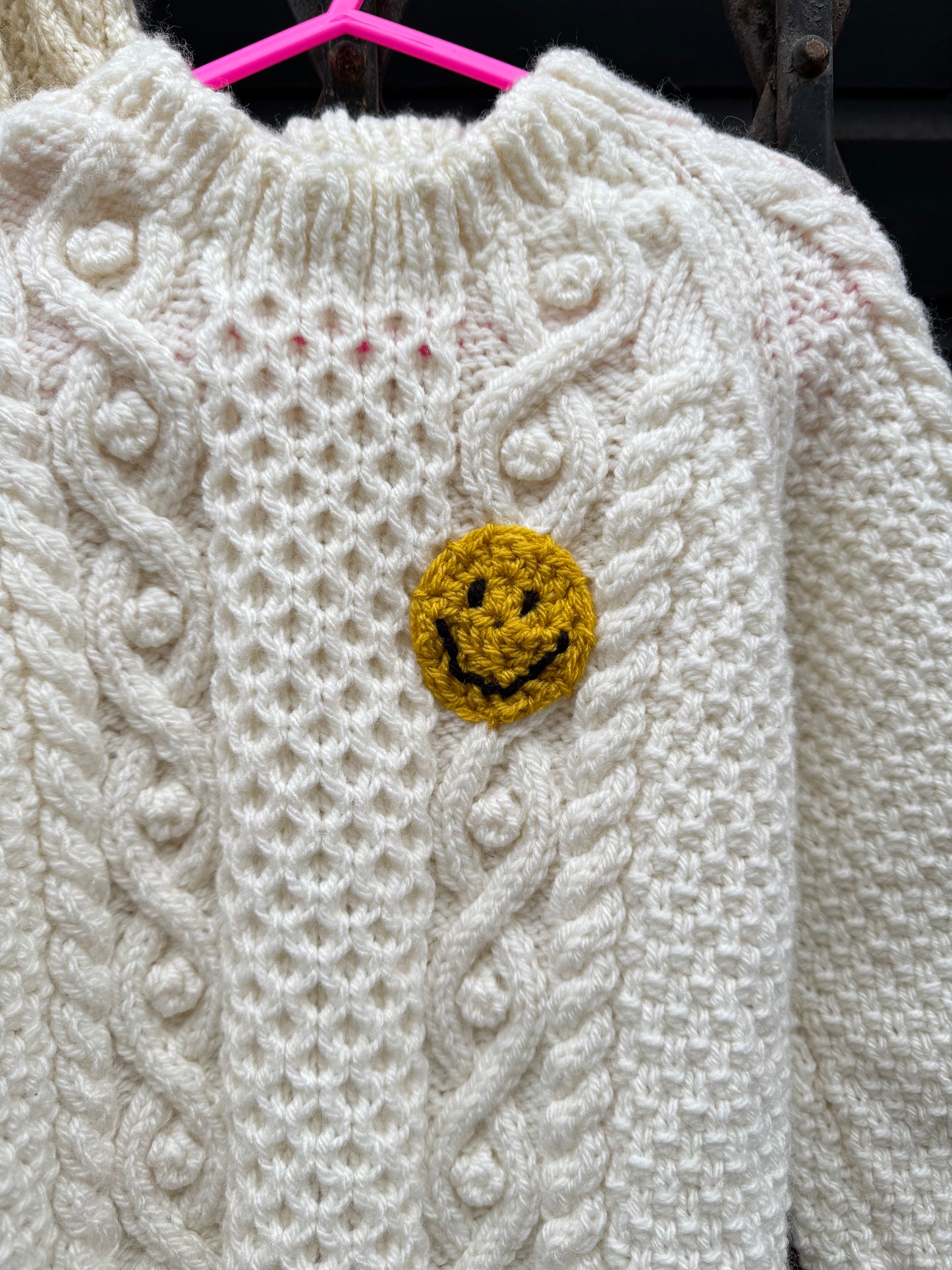 Cream bobble cable knit jumper 3-4y