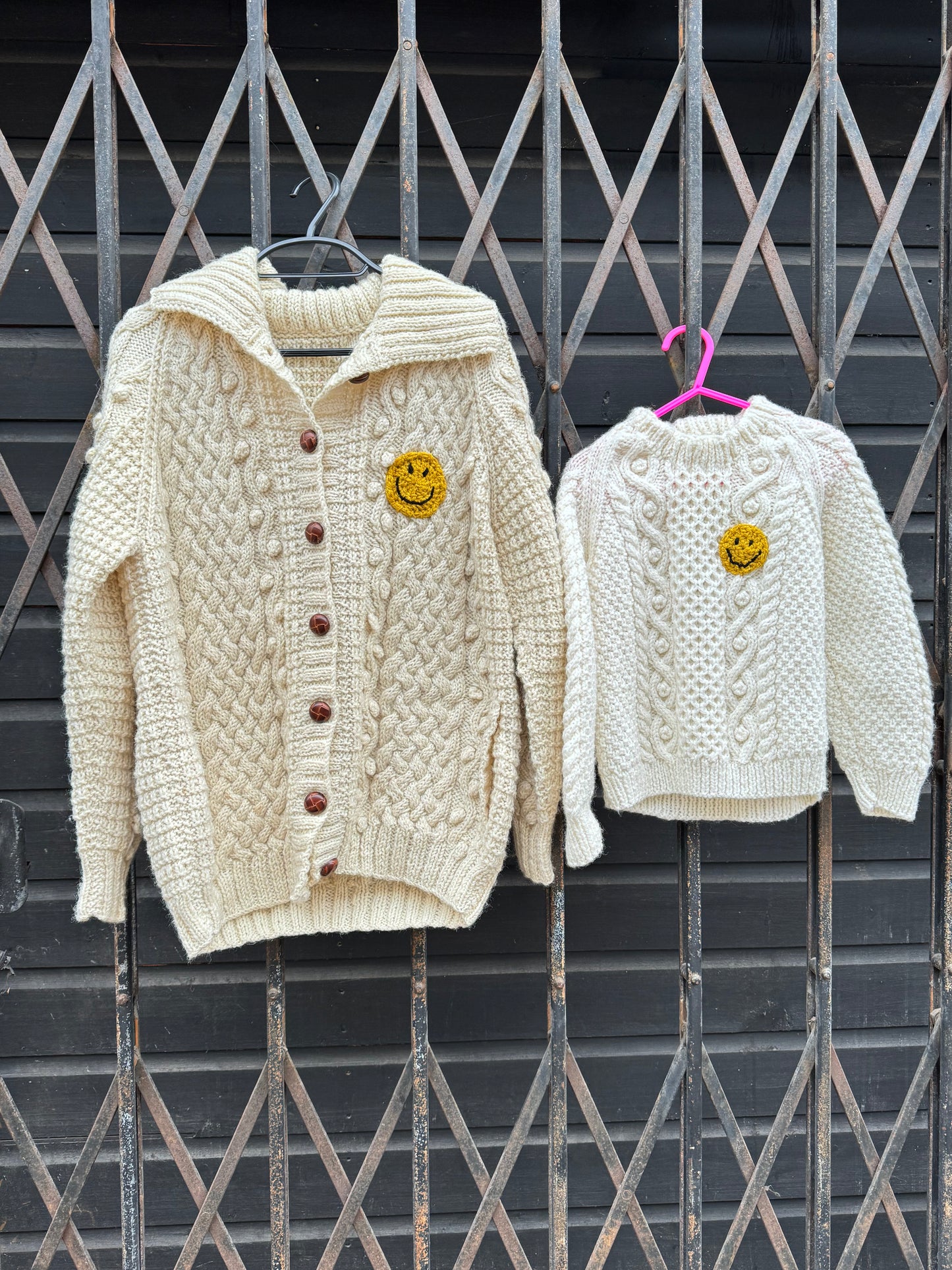 Cream bobble cable knit jumper 3-4y