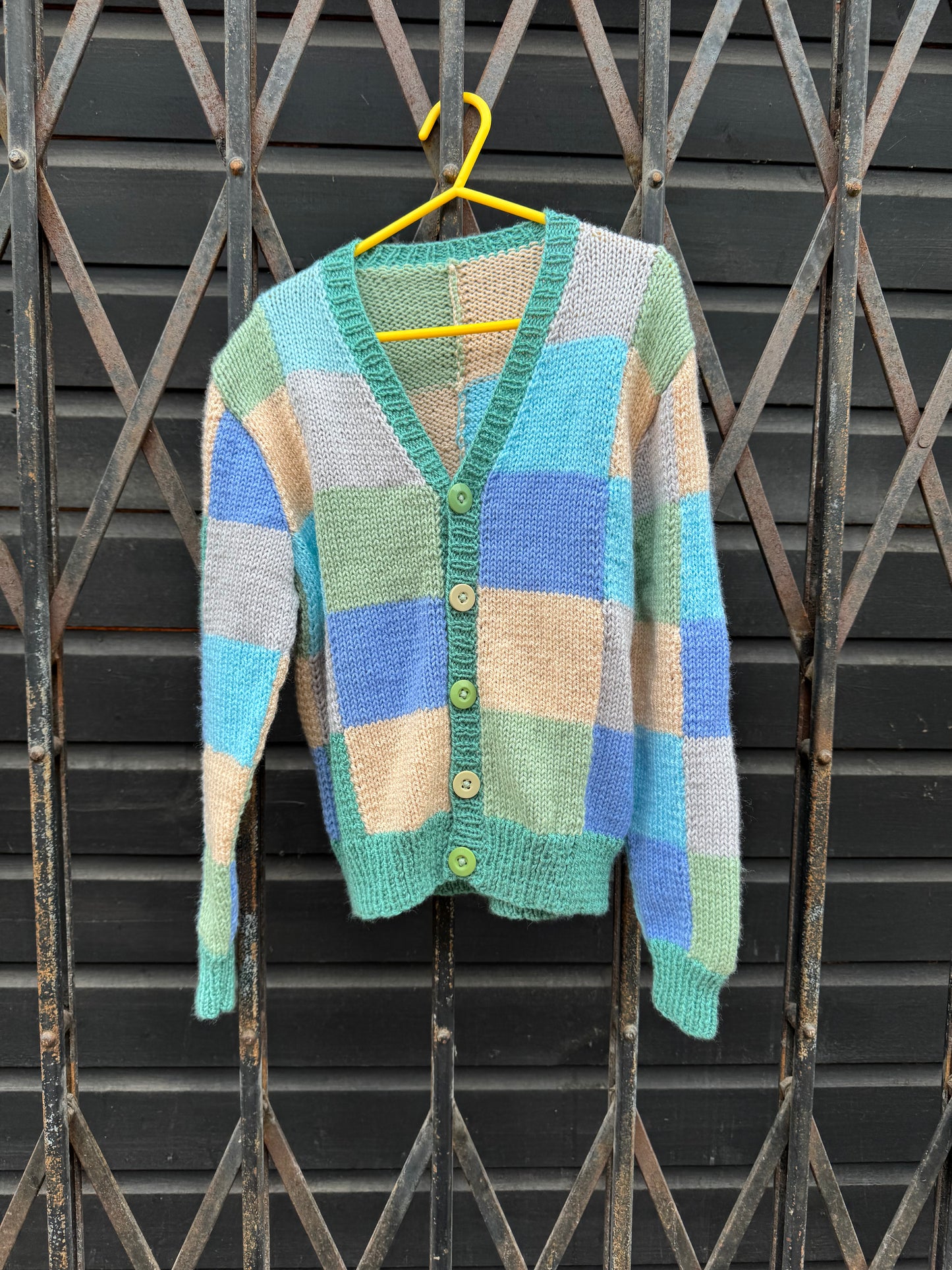 Patchwork blues/greens tonal Cardigan (4-5 years)