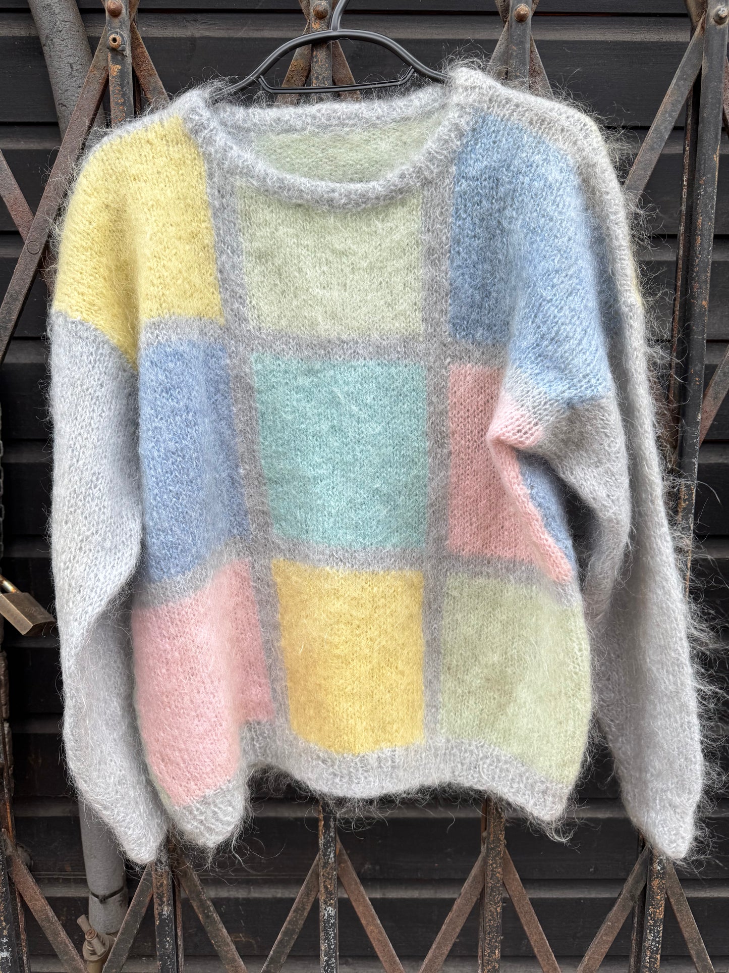 Women's pastel colourblock mohair jumper