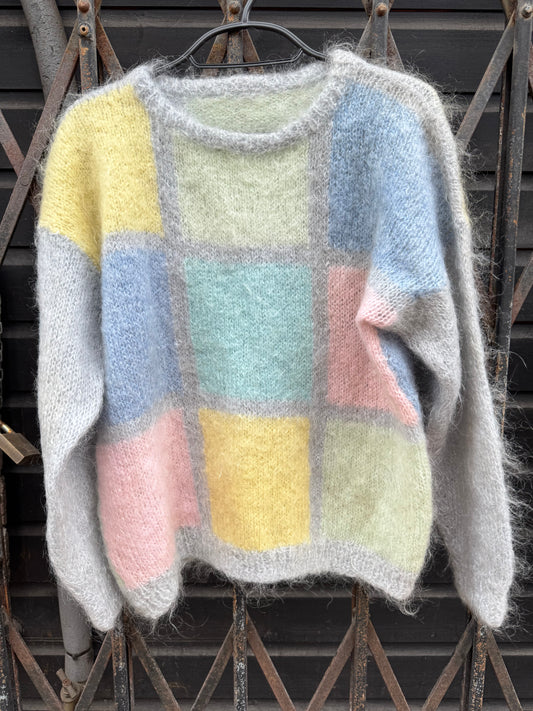 Women's pastel colourblock mohair jumper