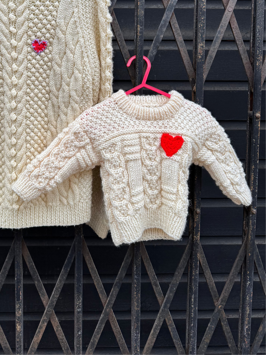 Cream Aran cable knit jumper 6-12m