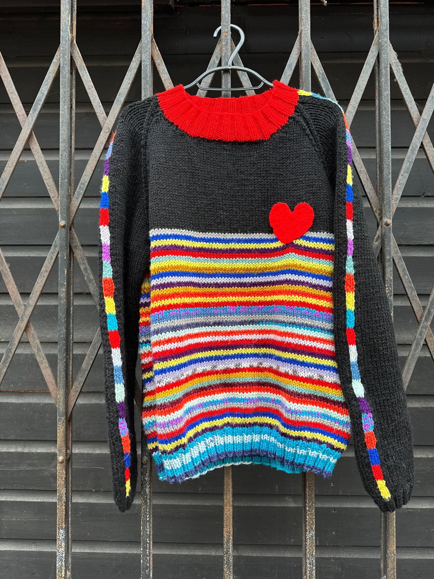 Women's rainbow stripe jumper