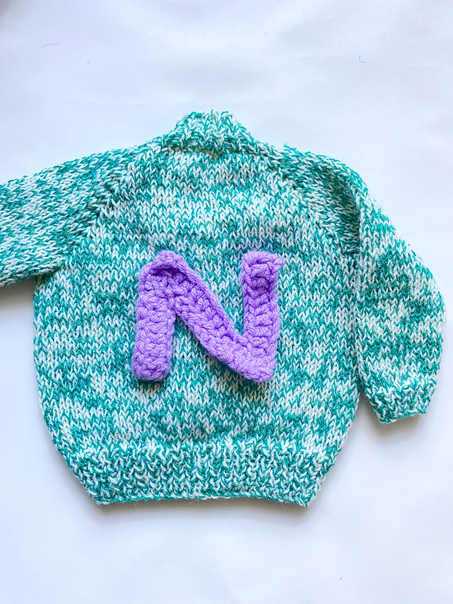 Cream and green twisted lurex sparkle cardigan (0-3 months)