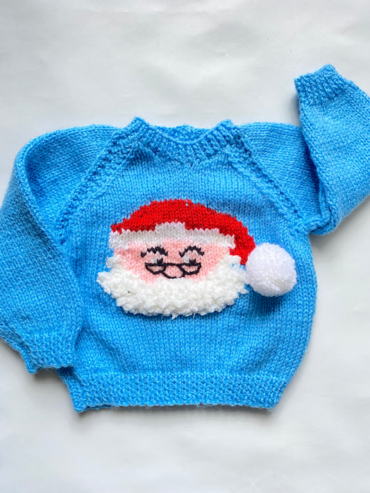 Blue Father Christmas logo jumper (3-6 months)