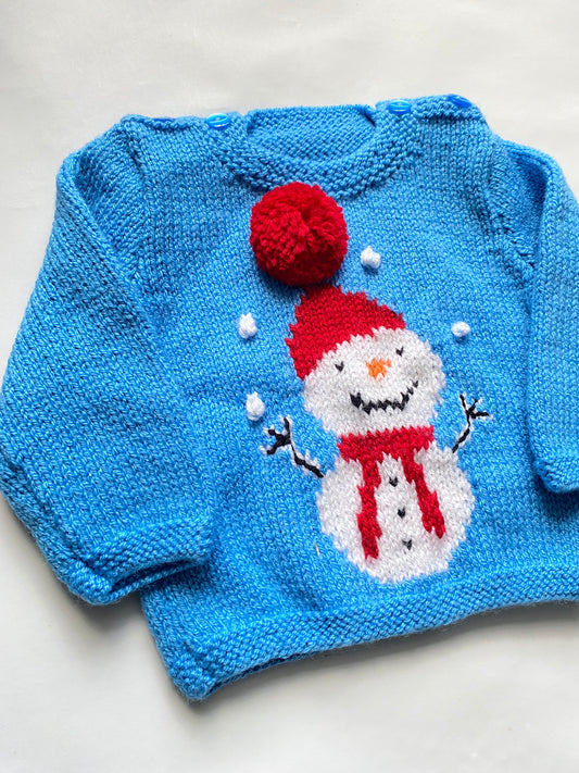 Pompom snowman logo jumper (6-12 months)