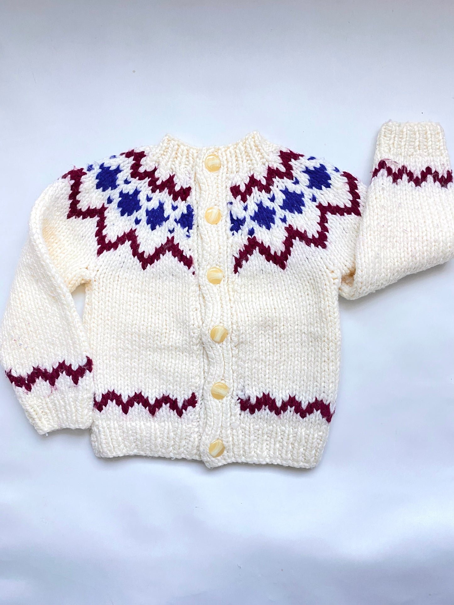 Chunky knit cream fairisle cardigan (12-18 months)