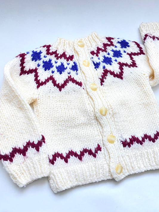 Chunky knit cream fairisle cardigan (12-18 months)