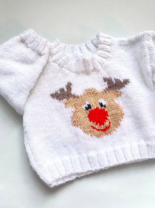 White Reindeer logo jumper (3-6 months)