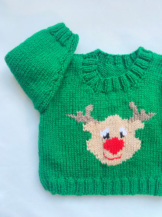 Green Reindeer logo jumper (3-6 months)