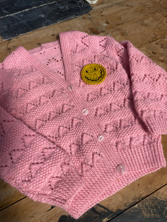 Dusty pink pointelle stitch cardigan (4-5 years)