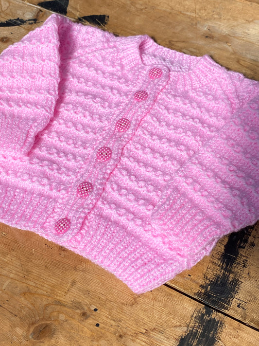 Pink textured stitch cardigan (3-6 months)