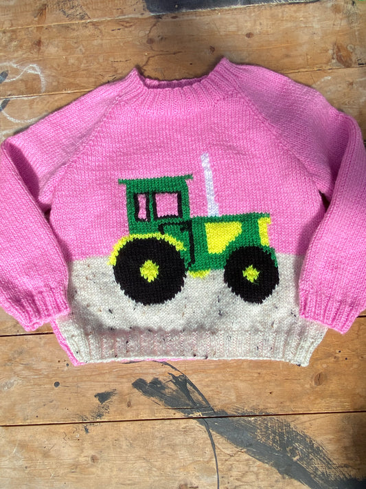 Pink tractor jumper (3-4 years)