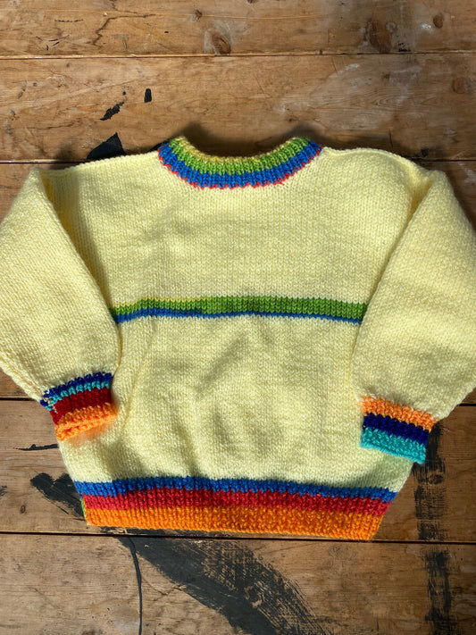 Soft yellow rainbow stripe jumper (18-24 months)