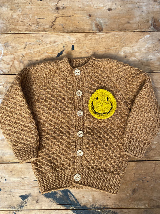 Mink brown textured stitch cardigan (12-18 months)