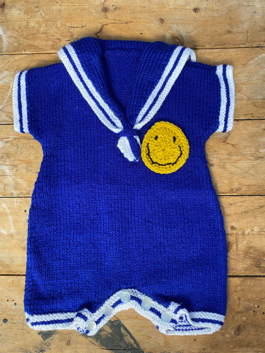 Amazing sailor knitted romper (6-12 months)