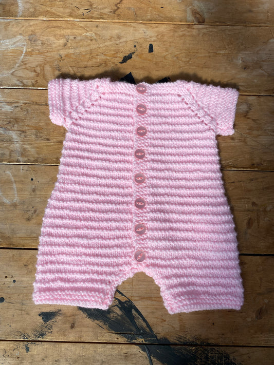 Soft pink textured stitch romper (0-3 months)