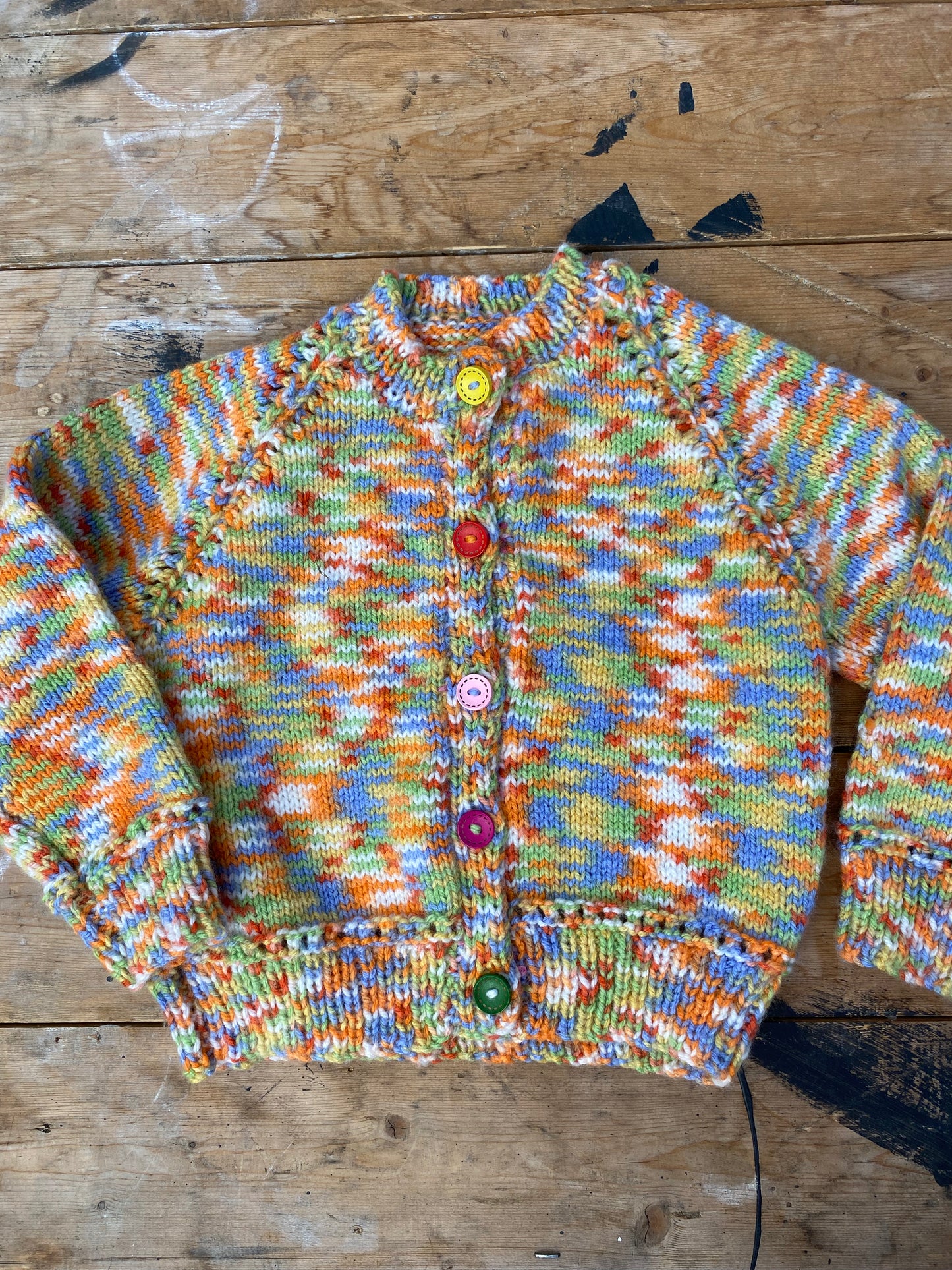 Multi colour space dyed cardigan (2-3 years)