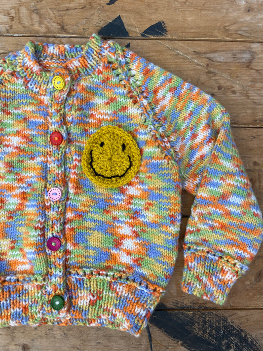 Multi colour space dyed cardigan (2-3 years)