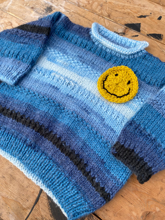 Tonal blue space dyed jumper (6-12 months)