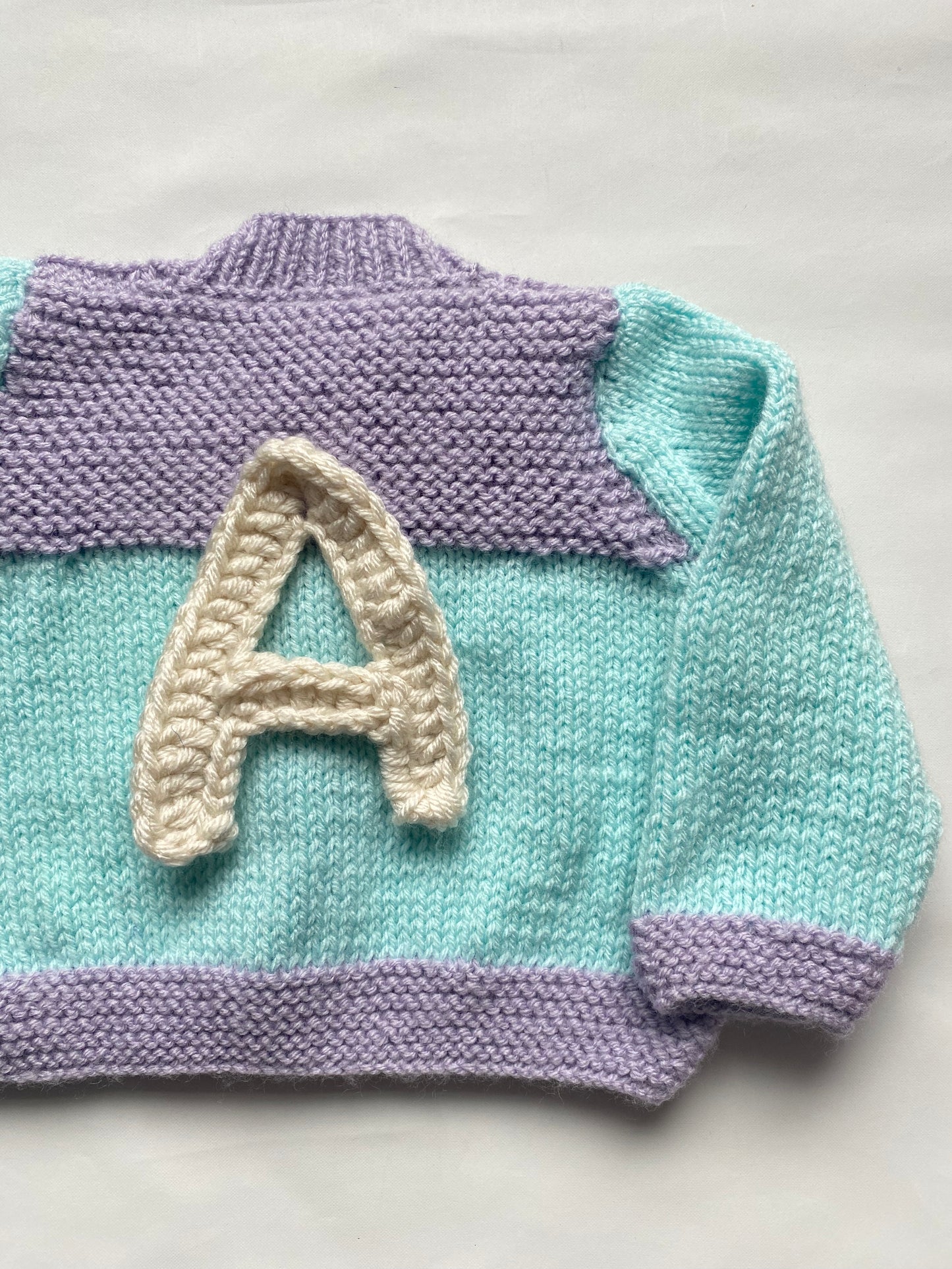 Aqua and soft Lilac colourblock Cardigan (3-6m)