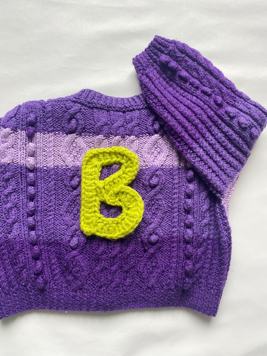 Purple patchwork cable Cardigan (18-24m)