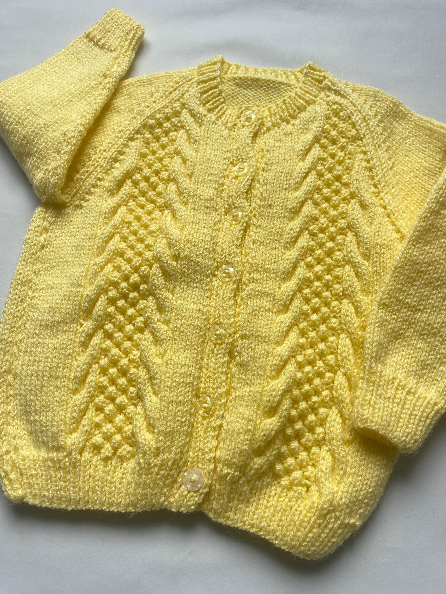 Lemon yellow cable stitch Cardigan (3-4 years)