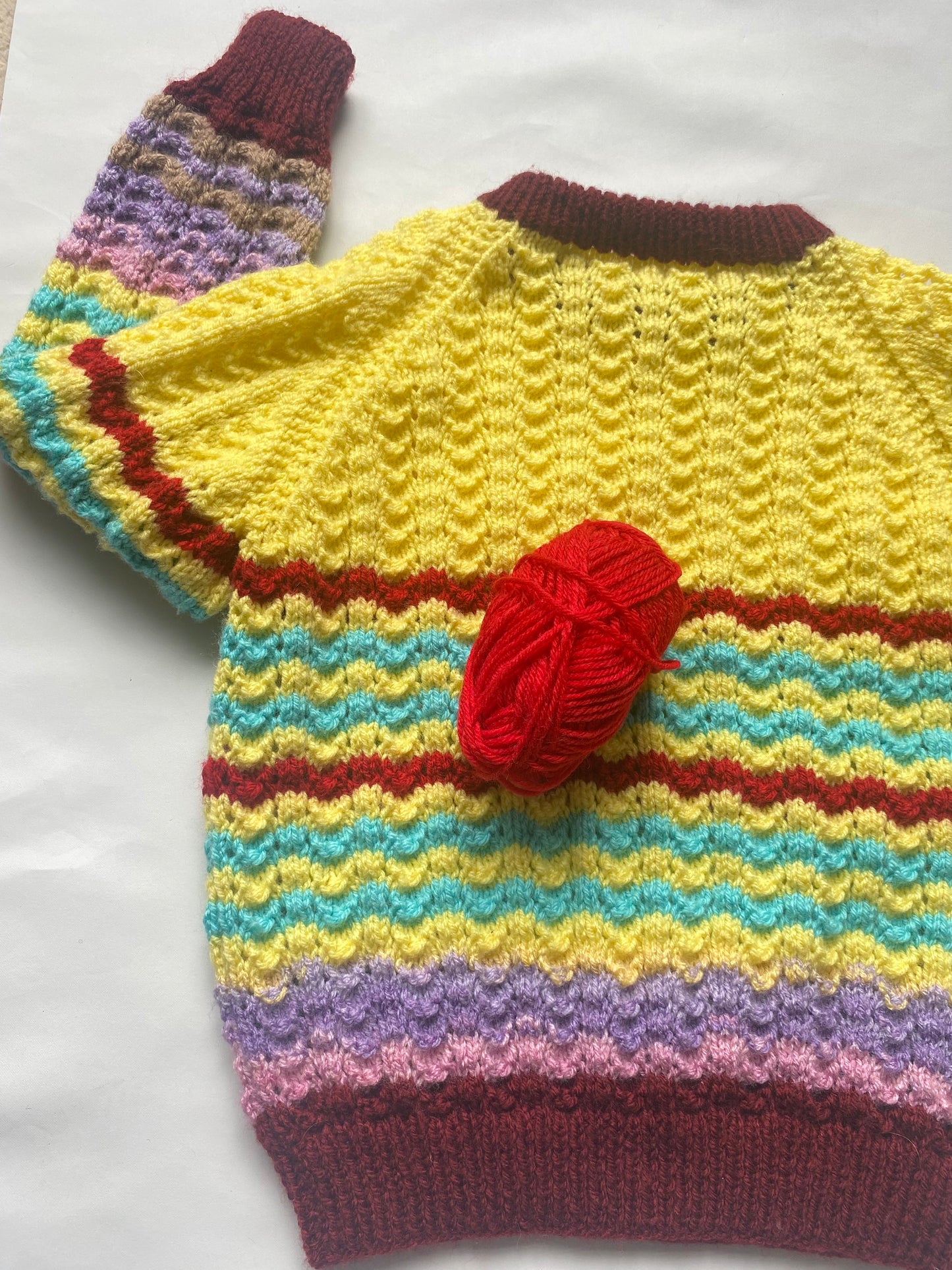 Textured stitch rainbow stripe Jumper (4-5 years)