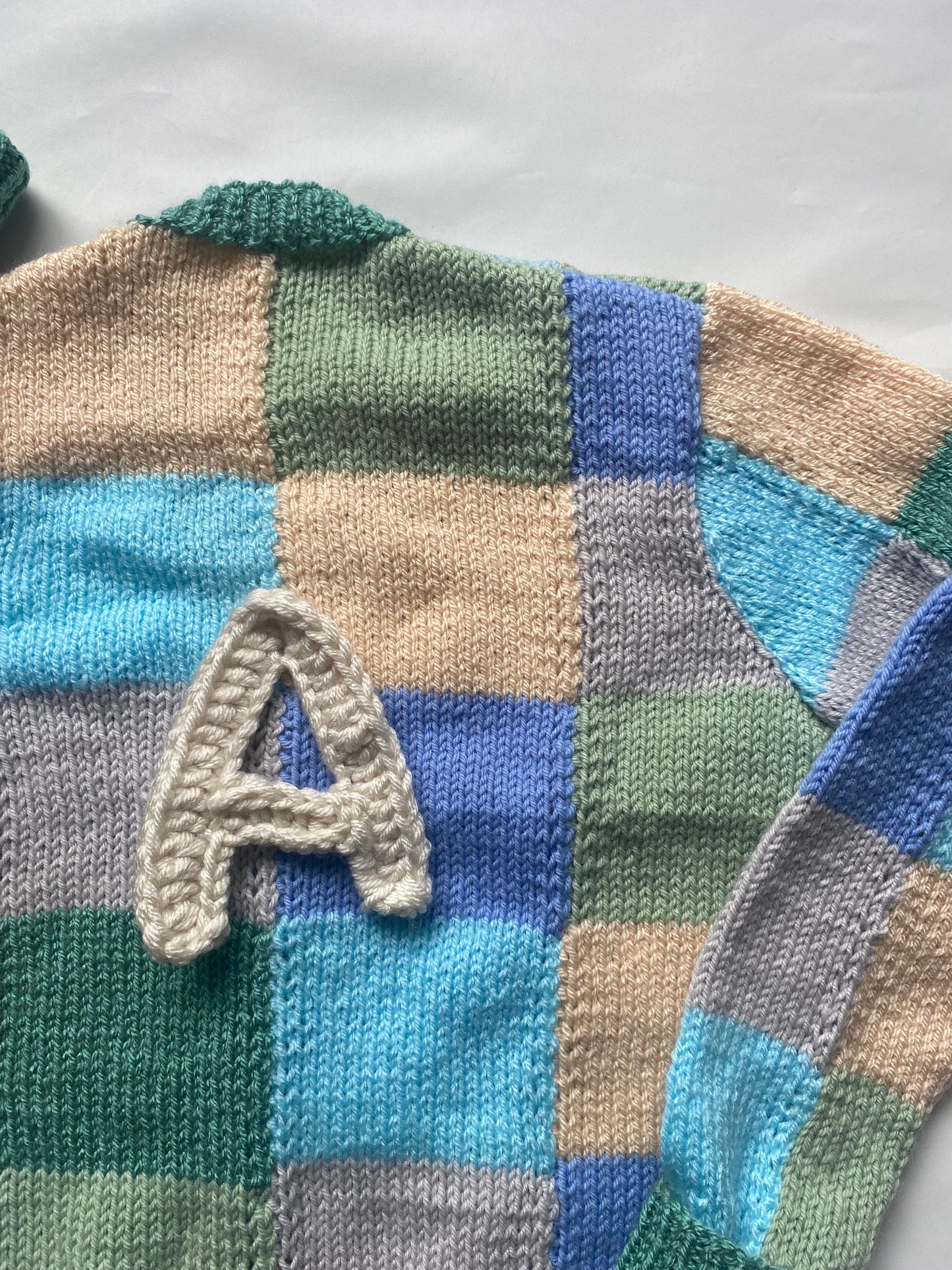 Patchwork blues/greens tonal Cardigan (4-5 years)