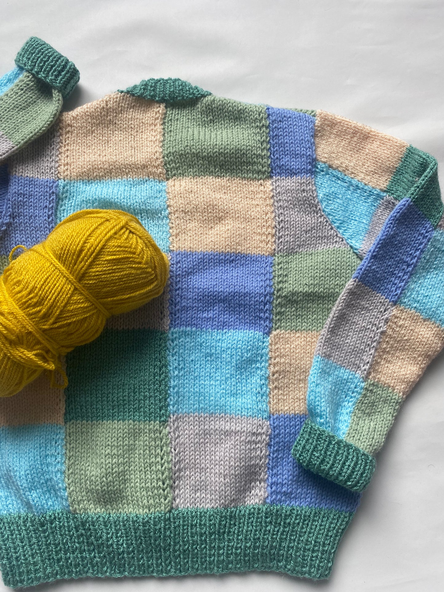 Patchwork blues/greens tonal Cardigan (4-5 years)