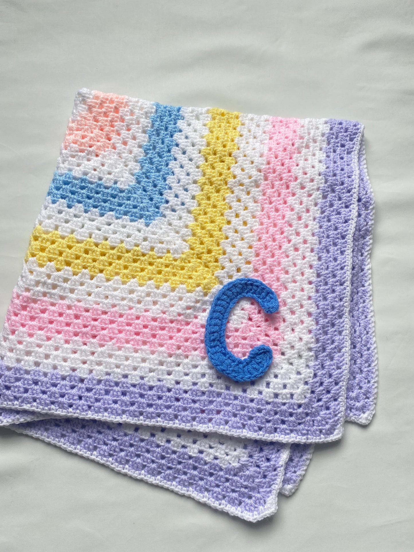 Pastel stripe granny square stitch crochet Blanket