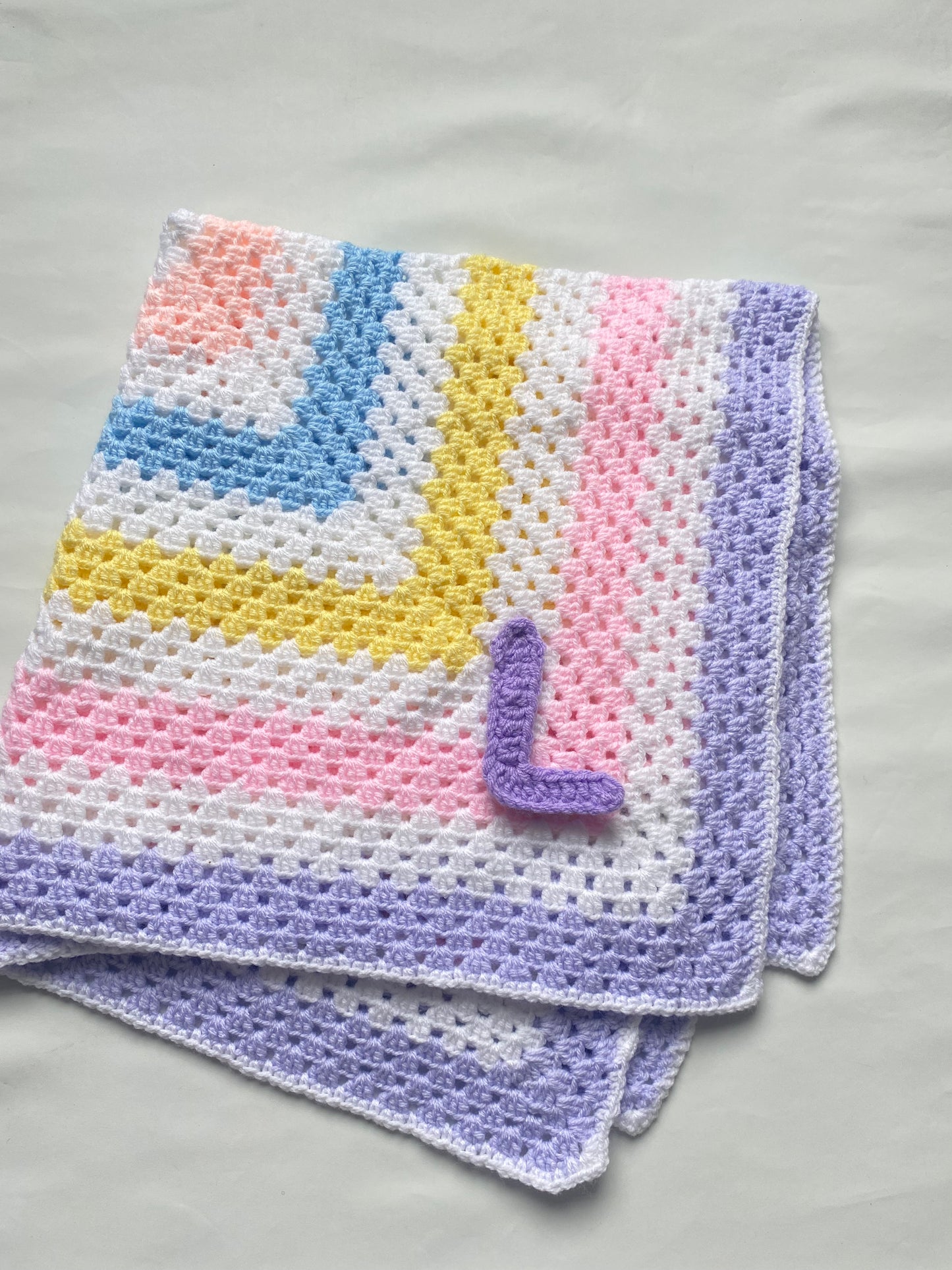 Pastel stripe granny square stitch crochet Blanket