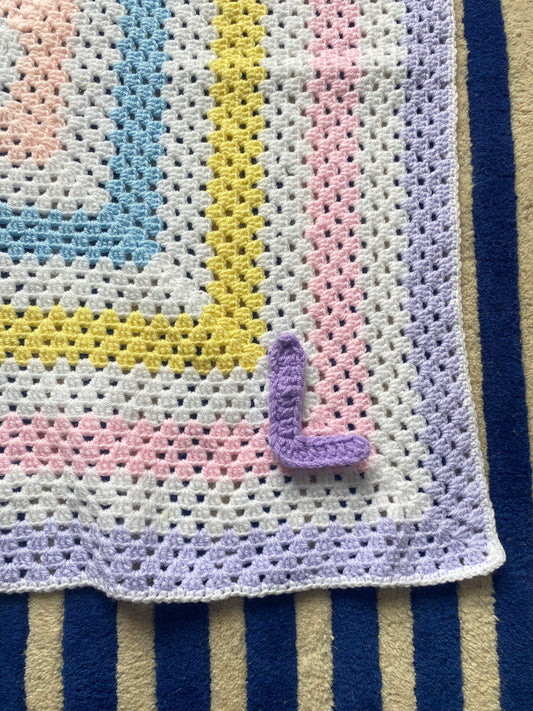 Pastel stripe granny square stitch crochet Blanket