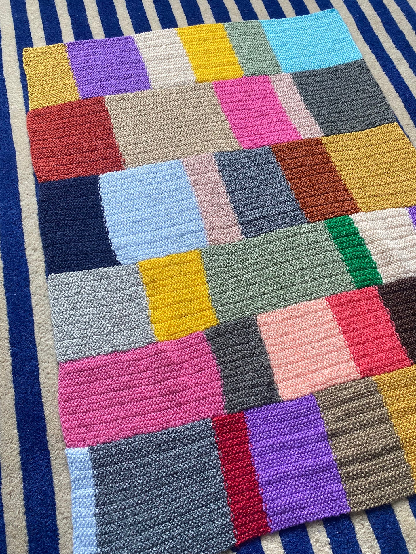 Patchwork rainbow knit Blanket