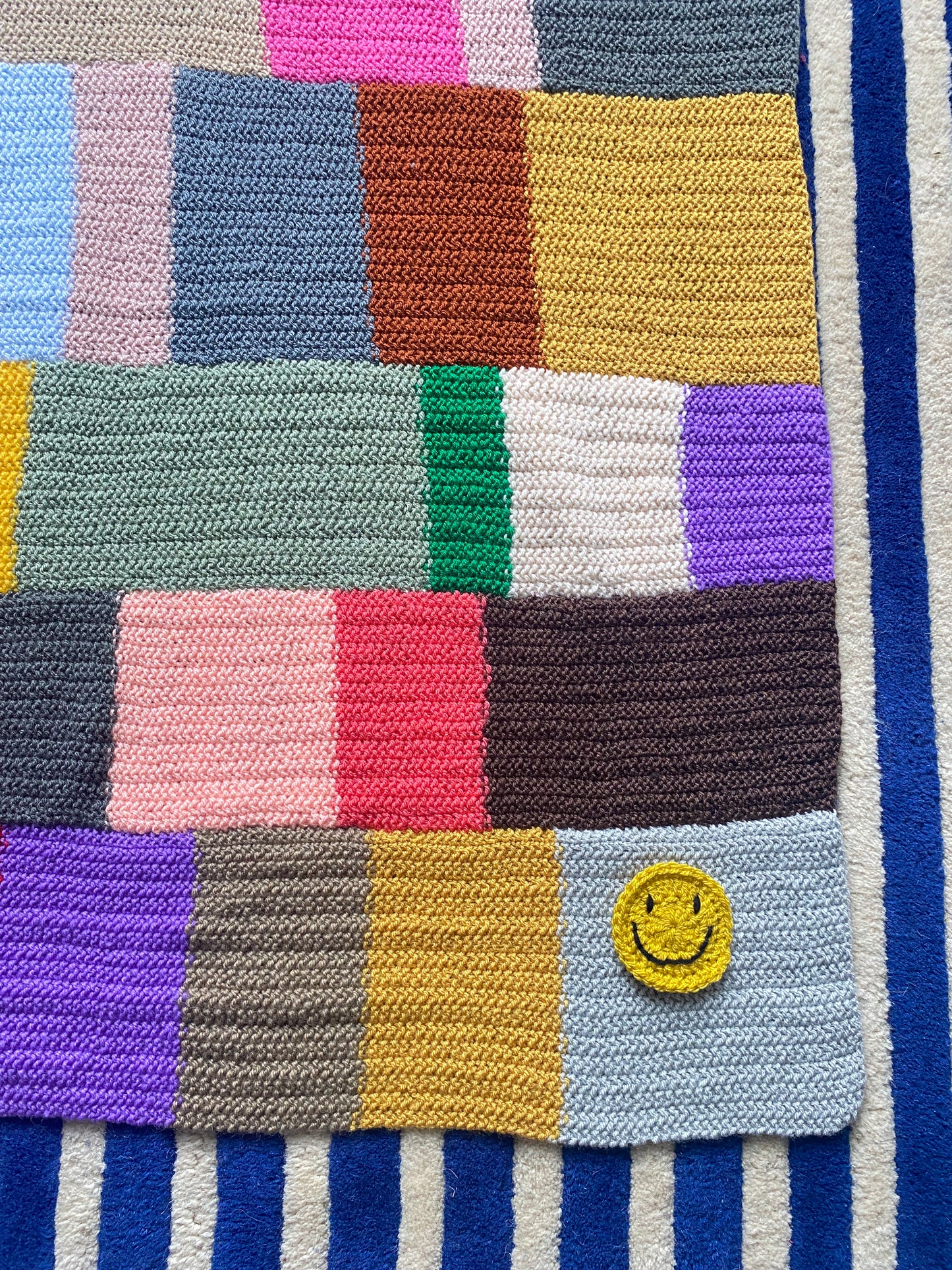 Patchwork rainbow knit Blanket