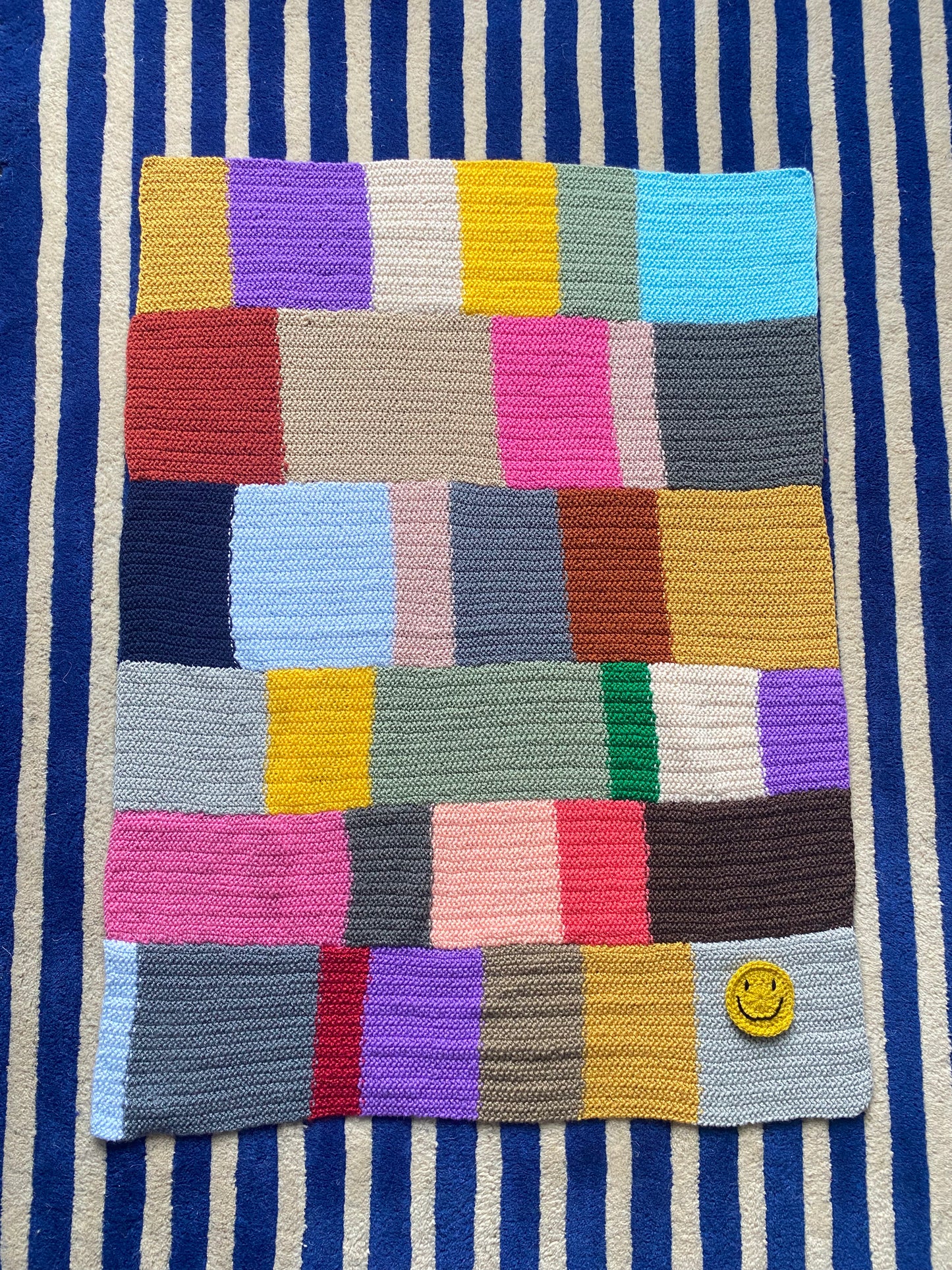 Patchwork rainbow knit Blanket