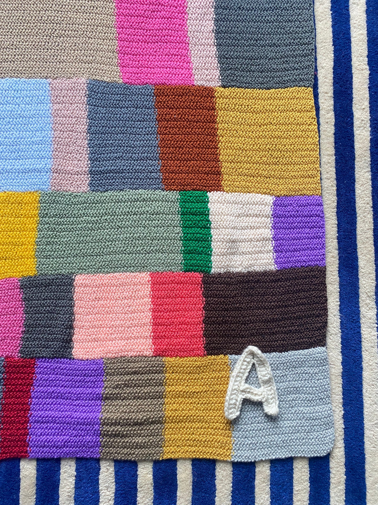 Patchwork rainbow knit Blanket