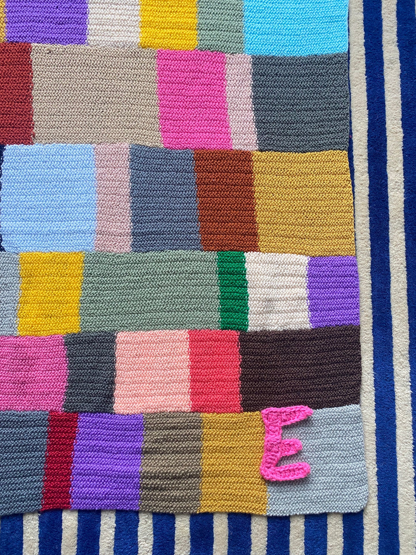 Patchwork rainbow knit Blanket